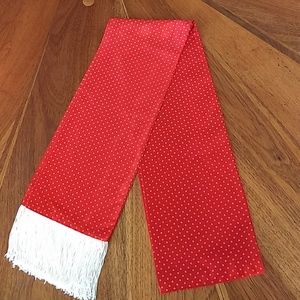Red and White Fringed Scarf